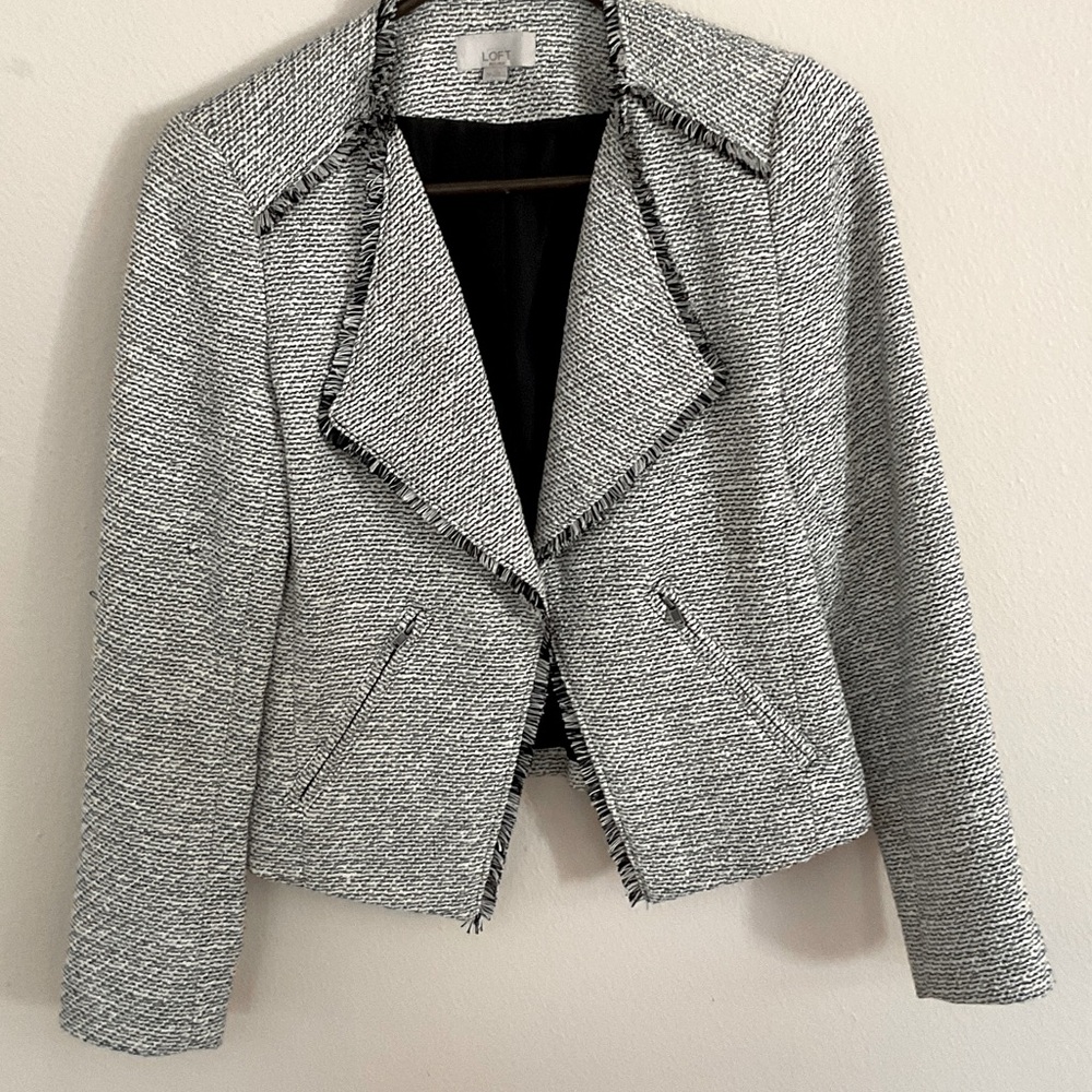 LOFT Monochrome Tweed Blazer